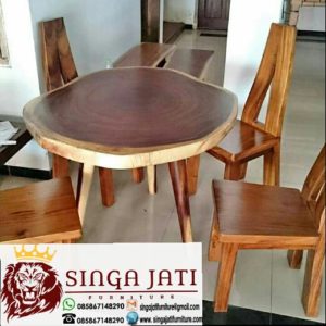 Meja-Makan-Bulat-Minimalis-Kayu-Trembesi