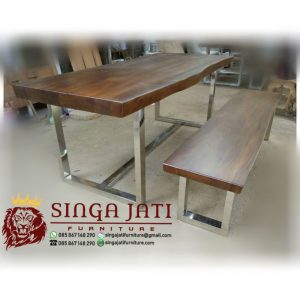 Meja-Kayu-Trembesi-Kaki-Stainless