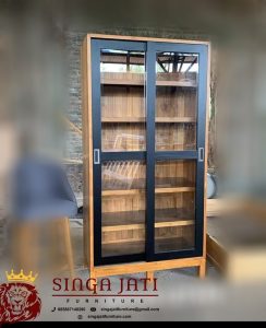 Lemari-Kayu-Jati-2-Pintu-Kaca