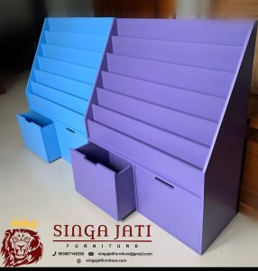 Rak-Buku-7-Susun-Warna-Putih-Kayu
